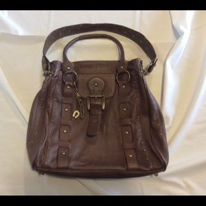 Betsey Johnson Large Purse Tote, brown leather EUC